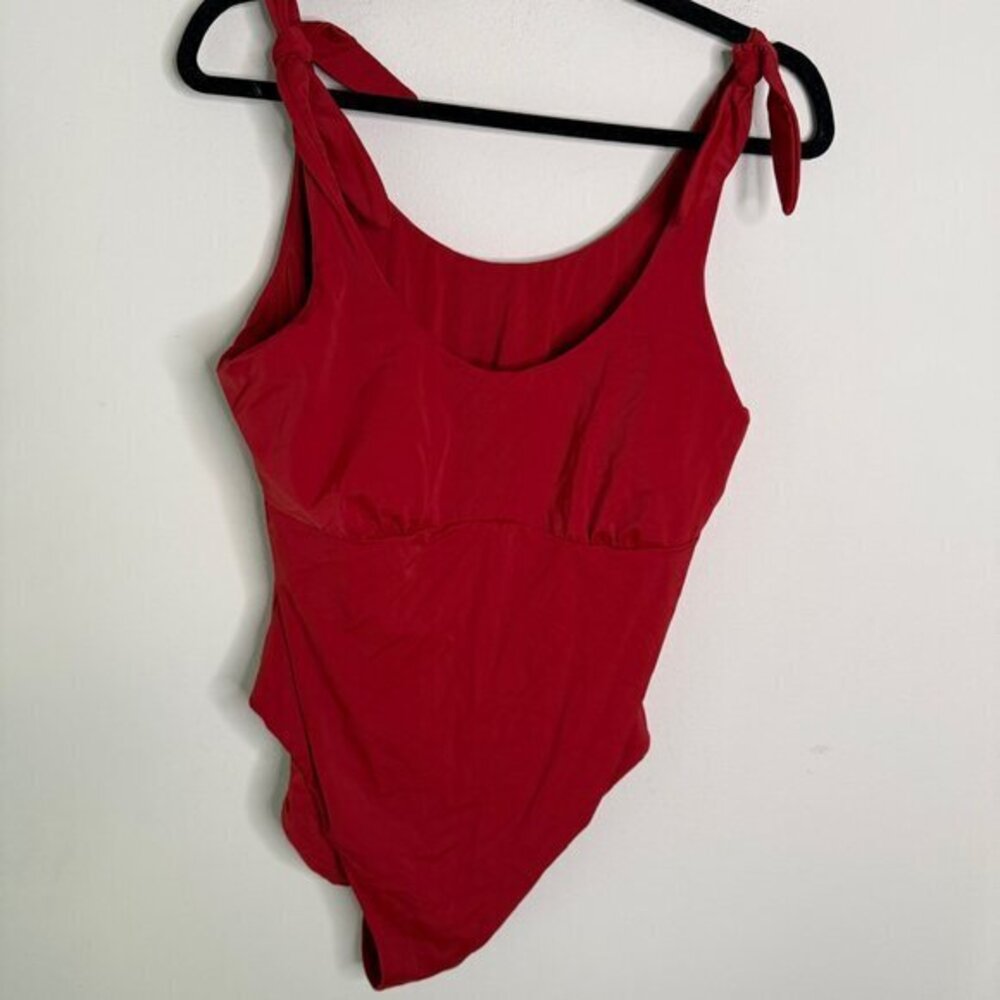 Andie Women Red Classic One Piece Tie Straps Swimsuit XL Scoop Neck Beachwear